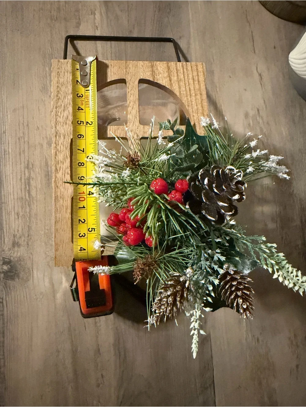 Holiday Pine & Berry Lantern Decoration - Red